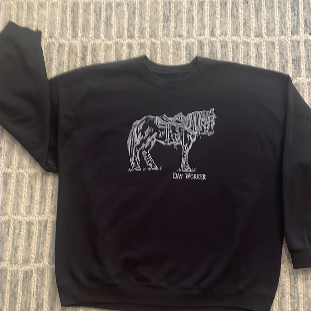 The Salty Cowgirl Black Graphic Silver Horse Sweatshirt